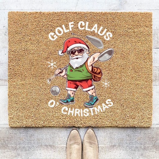 Golf Santa: O' Christmas Coir Doormats for Golfing Men