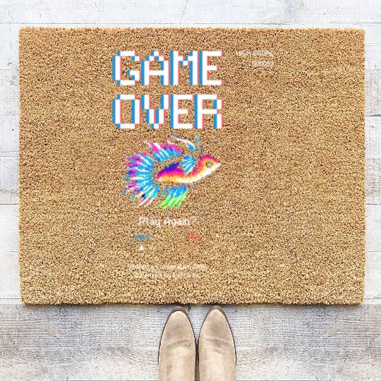 8 bit Arcade Retro Game Over Betta Fish Coir Doormats