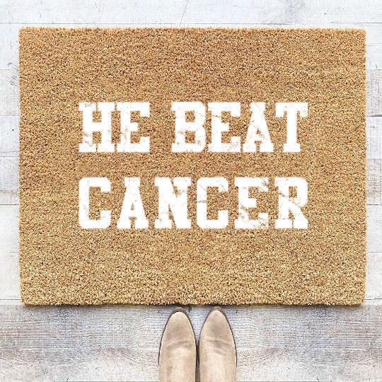 He Beat Cancer Coir Doormats