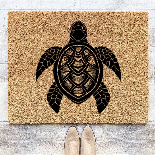 Turtle Tattoo Underwater Design For Divers Coir Doormats