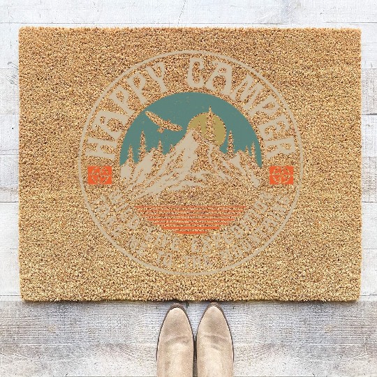 HAPPY CAMPER VINTAGE MOUNTAINS Coir Doormats