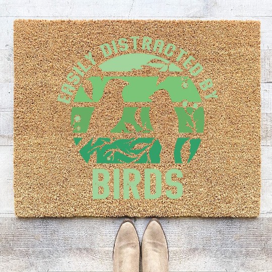 Easily Distracted By Birds Bird Lover Coir Doormats