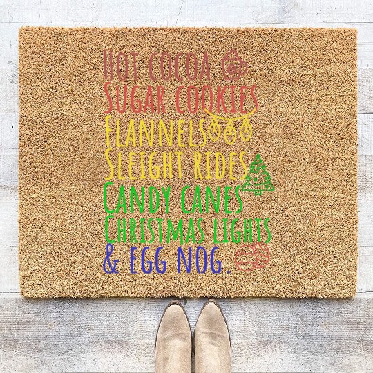 Hot cocoa sugar cookies Christmas lights Coir Doormats