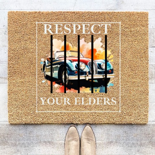 Respect Your Elders vintage Old Classic Muscle Car Coir Doormats