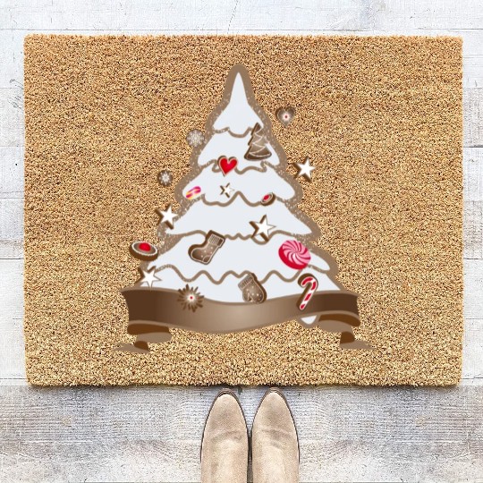 beautiful gingerbread Christmas tree for Christmas Coir Doormats