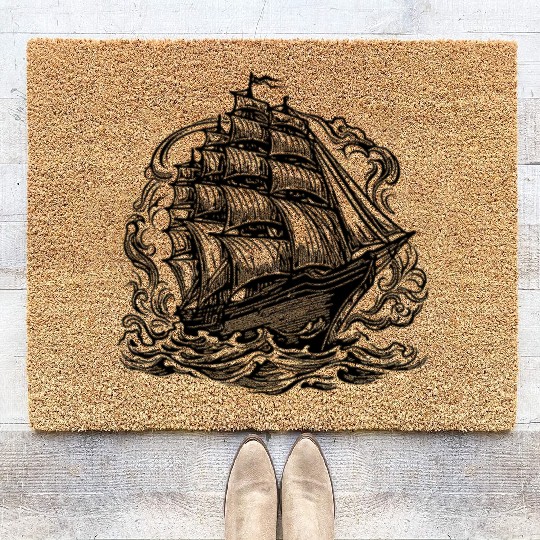 Old Cruise Ship Elegant Sailing Ship Coir Doormats