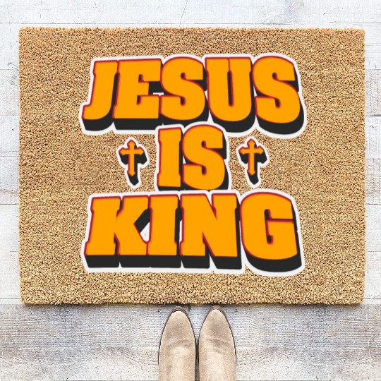 Jesus Is King Love Jesus Christian Christmas Coir Doormats