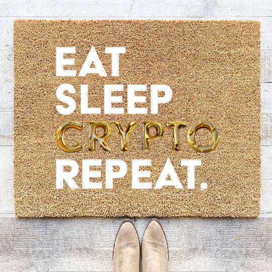 Eat sleep crypto GOLD Coir Doormats