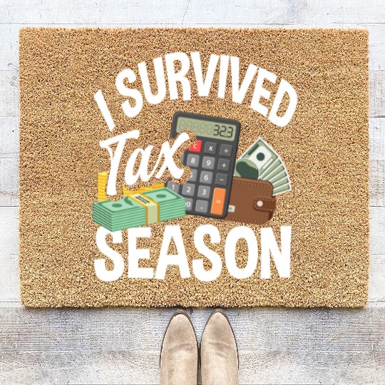I Survived Tax Season Funny Accountant Gift Coir Doormats