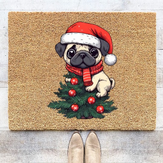 Christmas Pug - Adorable Tree Guardian Coir Doormats