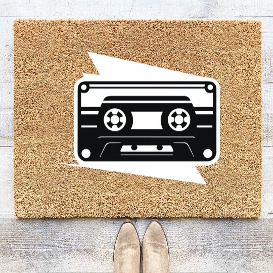 A vintage-inspired illustration of cassette tape Coir Doormats