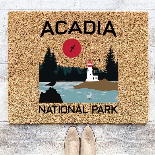 Acadia National Park 80s Maine Mount Island Coir Doormats