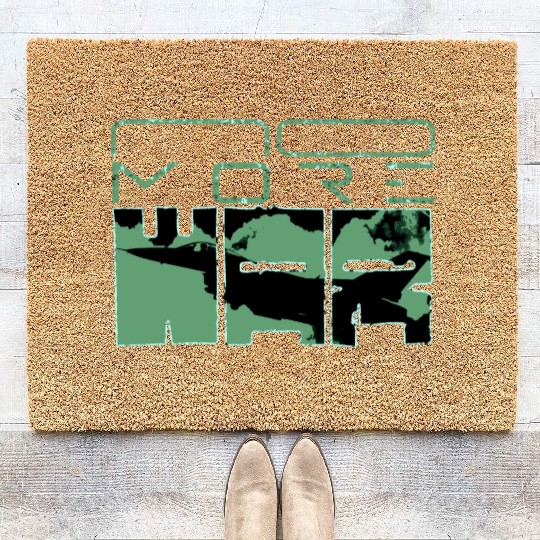 Peace, No more war, Vintage military aircraft Coir Doormats