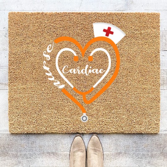 Cardiac Nurse Halloween Stethoscope He Rn Coir Doormats