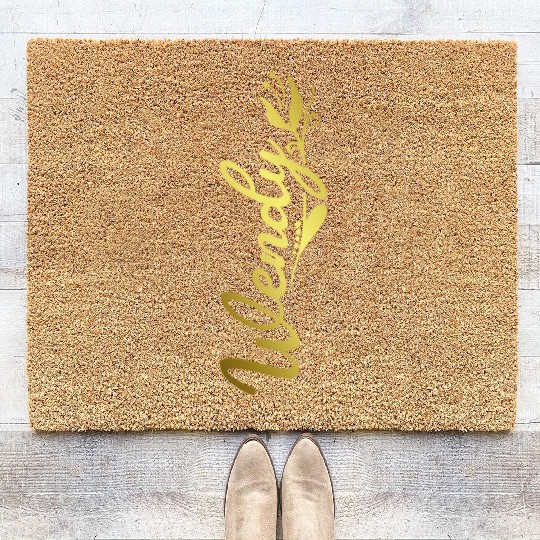 Wendy Name Faux Gold Tulip Flourish Coir Doormats
