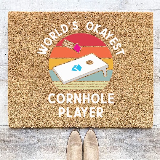 Okayest Cornhole Player Men Women Coir Doormats