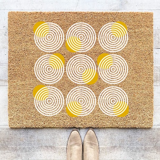 homelon goggle eyed yellow dots invert Coir Doormats