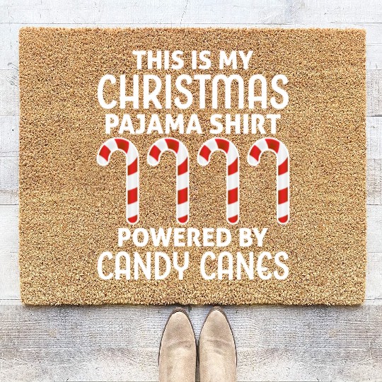 This is My Christmas Pajama Coir Doormats Candy Canes