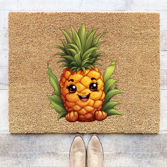 A charming kawaii style pineapple Coir Doormats