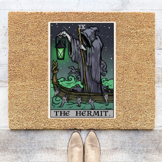 The Hermit Tarot Card Gothic Halloween Grim Reaper Coir Doormats