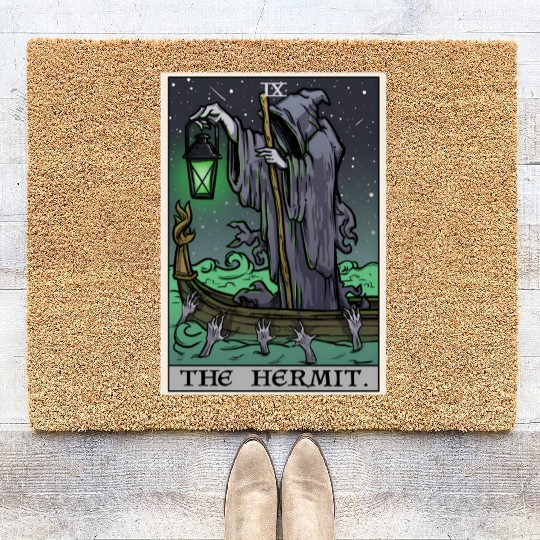 The Hermit Tarot Card Gothic Halloween Grim Reaper Coir Doormats
