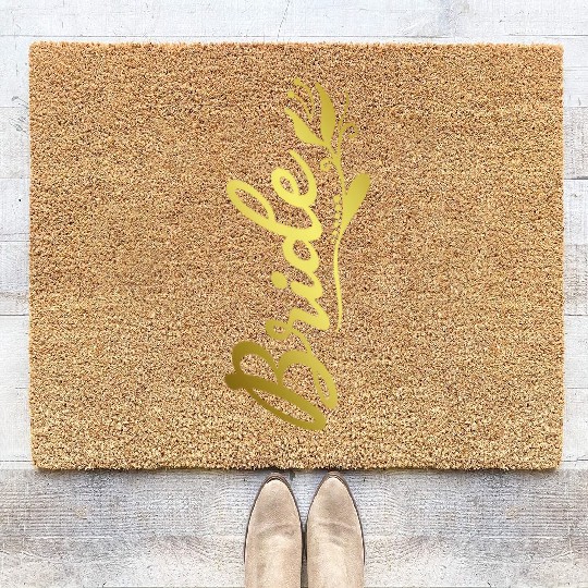 Bride Faux Gold Tulip Flourish Coir Doormats