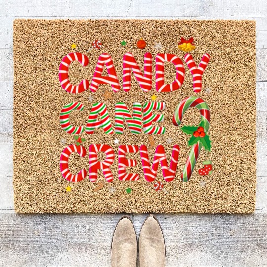 Candy Cane Crew Funny Christmas Candy Lover Xmas Coir Doormats