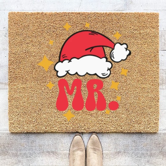 Mr And Mrs Claus Christmas Couples Matching Pajama Coir Doormats