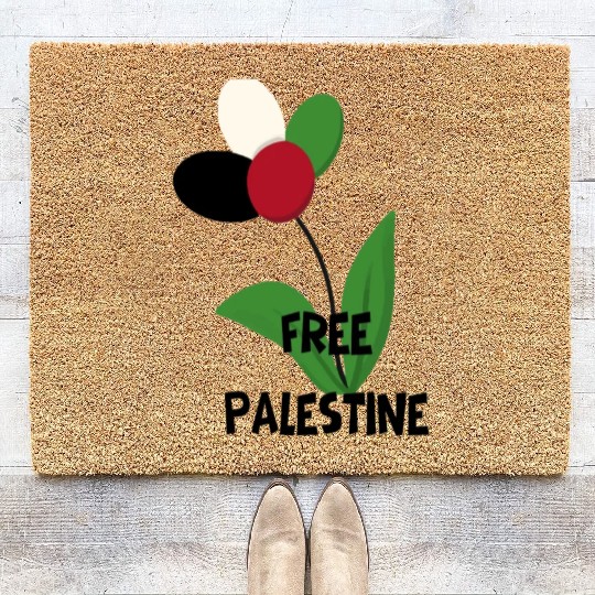 Free Palestine,Flag-colored rose ,watermelon color Coir Doormats