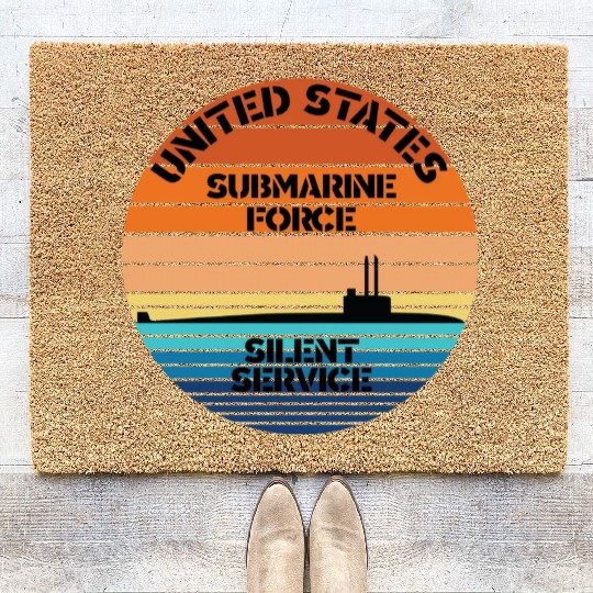 Sunset Us Submarine Force Silent Service Coir Doormats