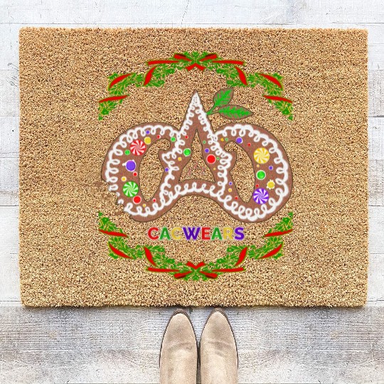 Christmas Bakery Gingerbread Cookie Pastry Logo Coir Doormats