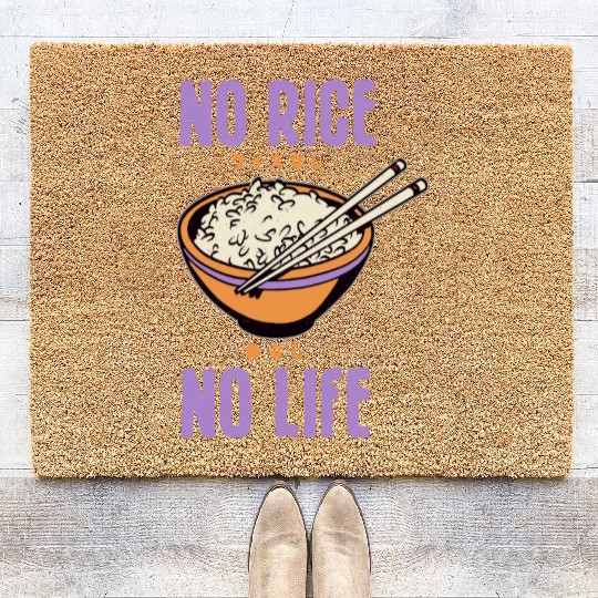 No Rice No Life Asian Food Lover Japanese Cuisine Coir Doormats