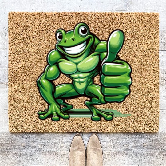 Bodybuilder Bodybuilding Frog Gym Fitness Coir Doormats