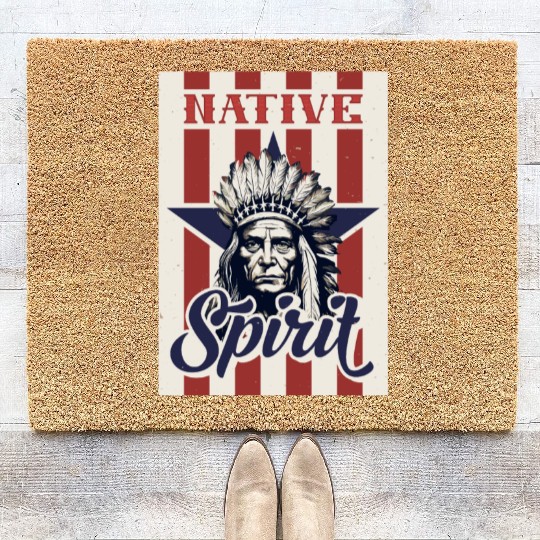 Indian Native American Chief Feather Headdress Coir Doormats