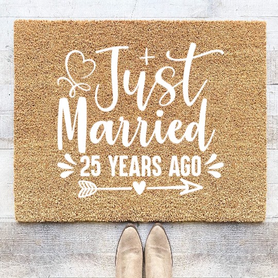 Just Married 25 Years Ago 25Th Wedding Anniversary Coir Doormats