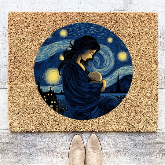 Breastfeeding Starry Night Coir Doormats Motherhood