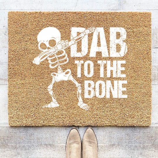 Dab To The Bone Dancing Skeleton Halloween Coir Doormats
