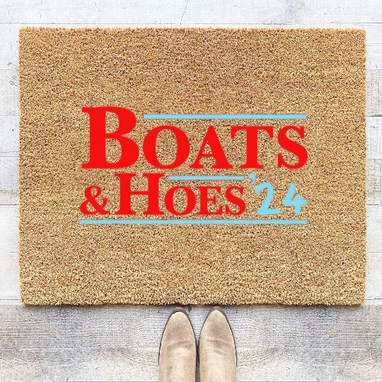 Boats & Hoes 24 Vintage Logo For Your Step Brother Coir Doormats