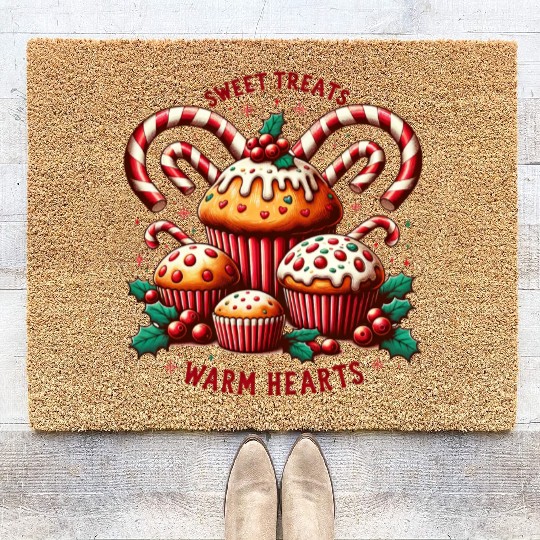 Sweet Treats Vintage Christmas Muffins Baking Coir Doormats