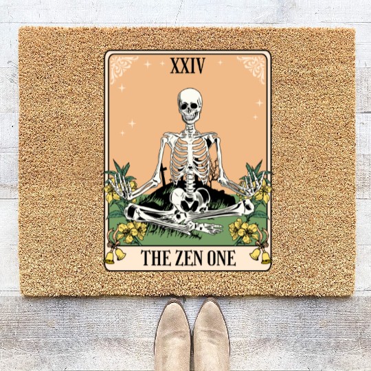 Funny Tarot Card Yoga Meditation Zen Coir Doormats