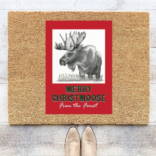 XMAS Card MOOSE Coir Doormats
