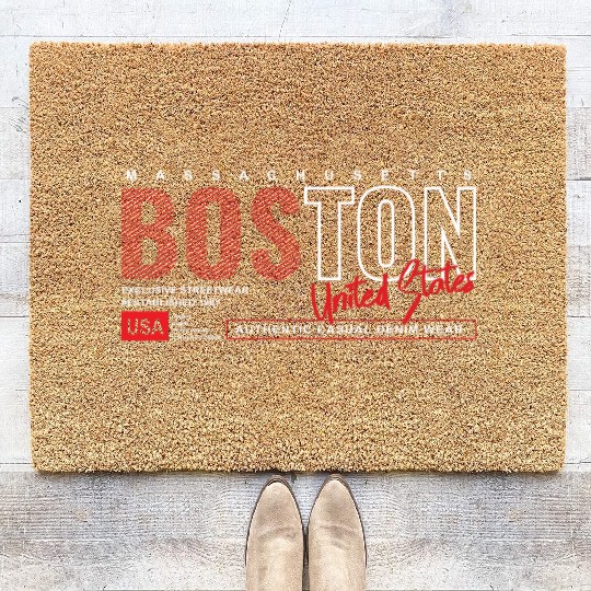 Boston Massachusetts Authentic Casual Denim Wear Coir Doormats