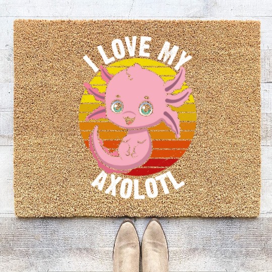 I Love My Axolotl in Retro Coir Doormats