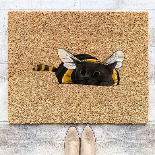 Fuzzy Little Bumblebee Kitty Coir Doormats
