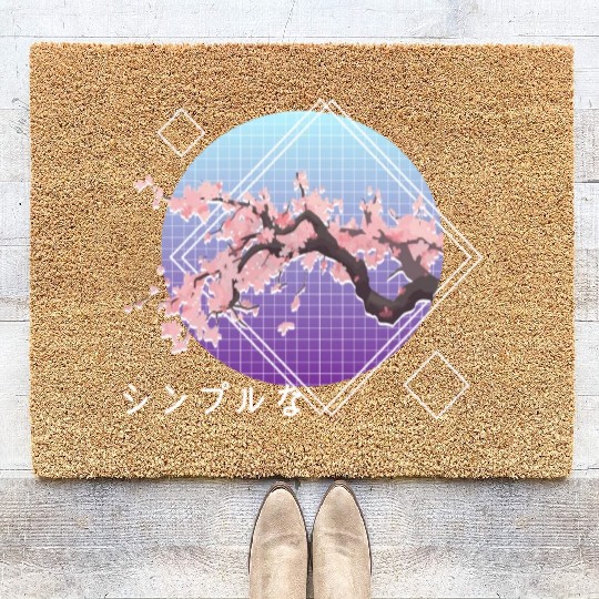 Lofi Aesthetic Sakura Cherry Blossom Tree Japanese Coir Doormats