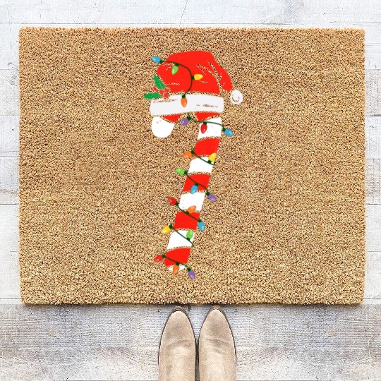 Christmas Candy Cane Santa Xmas Kids Toddler Youth Coir Doormats