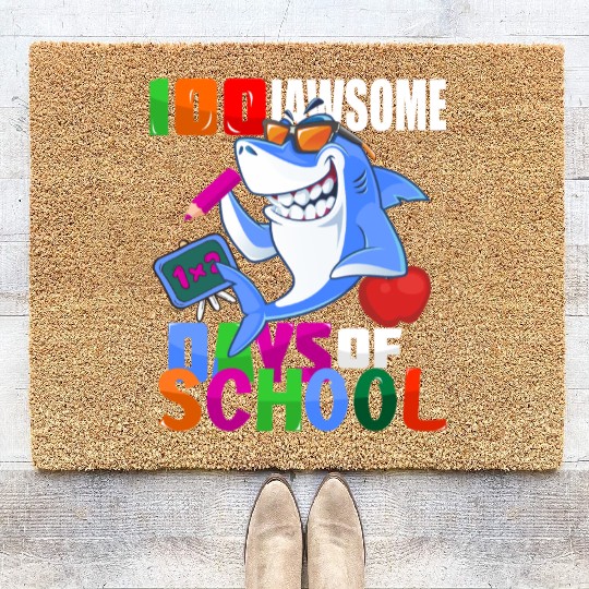 100th Day of School Sticker.Fun Design for School Coir Doormats