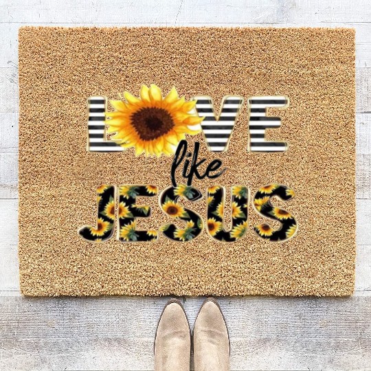 Mother Mary - Praying With Rosary Coir Doormats