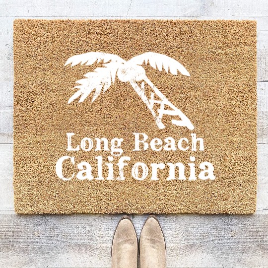 Long Beach California Palm Tree Souvenirs Gifts Coir Doormats