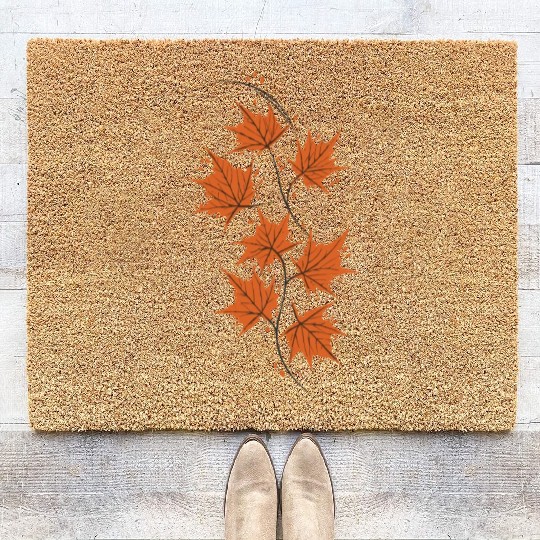 Brown Maple Leaves Coir Doormats